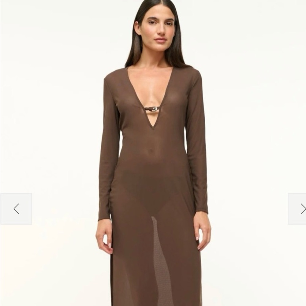 STAUD Chocolate Long Sleeve Dress size L